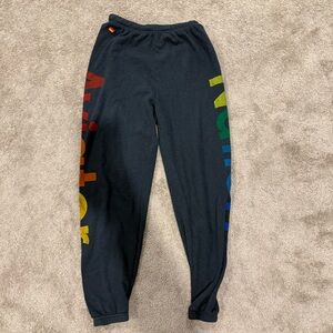 Aviator Nation Black Joggers with Multicolor Logo